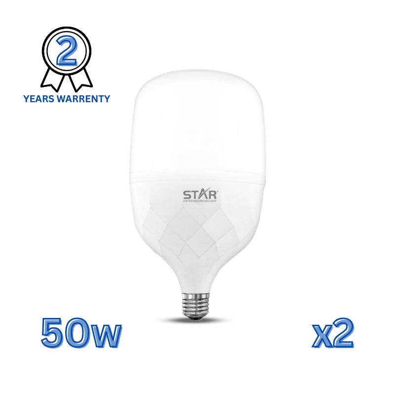 LED Bulb A Shape E27 50W , Energy Saving Light Bulb, Bright White 6500K, 5000 Lumens, Standard E27 Base, Long Lifespan, Eco-Friendly Lighting ( 2 Pieces 