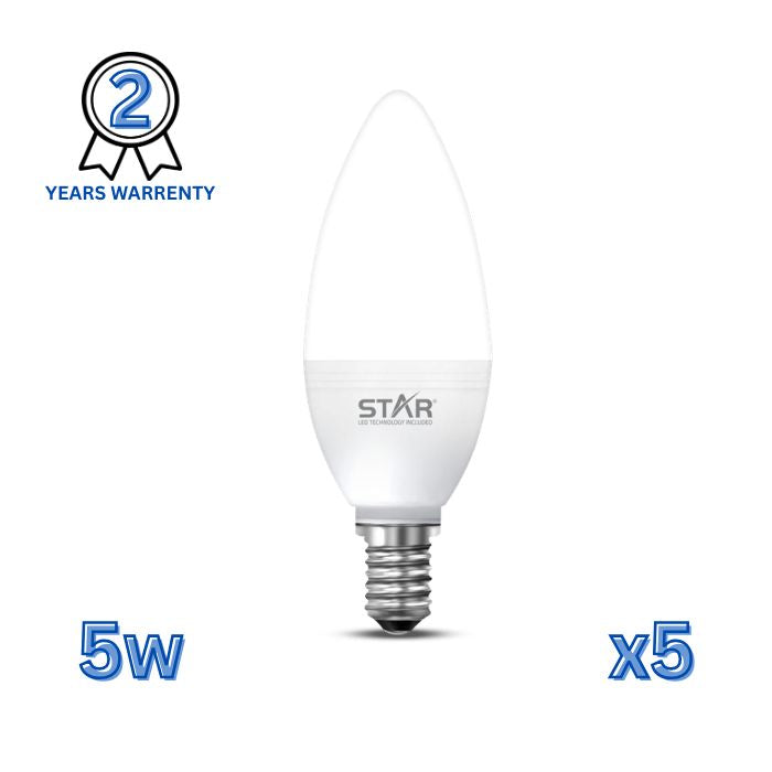  LED Bulb E27 12W, 3000K Bright White, 500 Lumens, Pack of 5