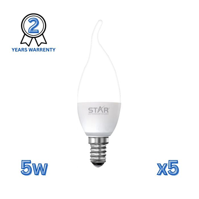  LED Flame Tip Candle Bulb 5 W, Pack of 5