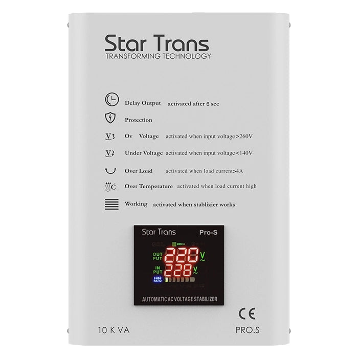 Star Trans PRO-S 3 KVA Heavy Duty Servo Voltage Stabilizer with LCD Display